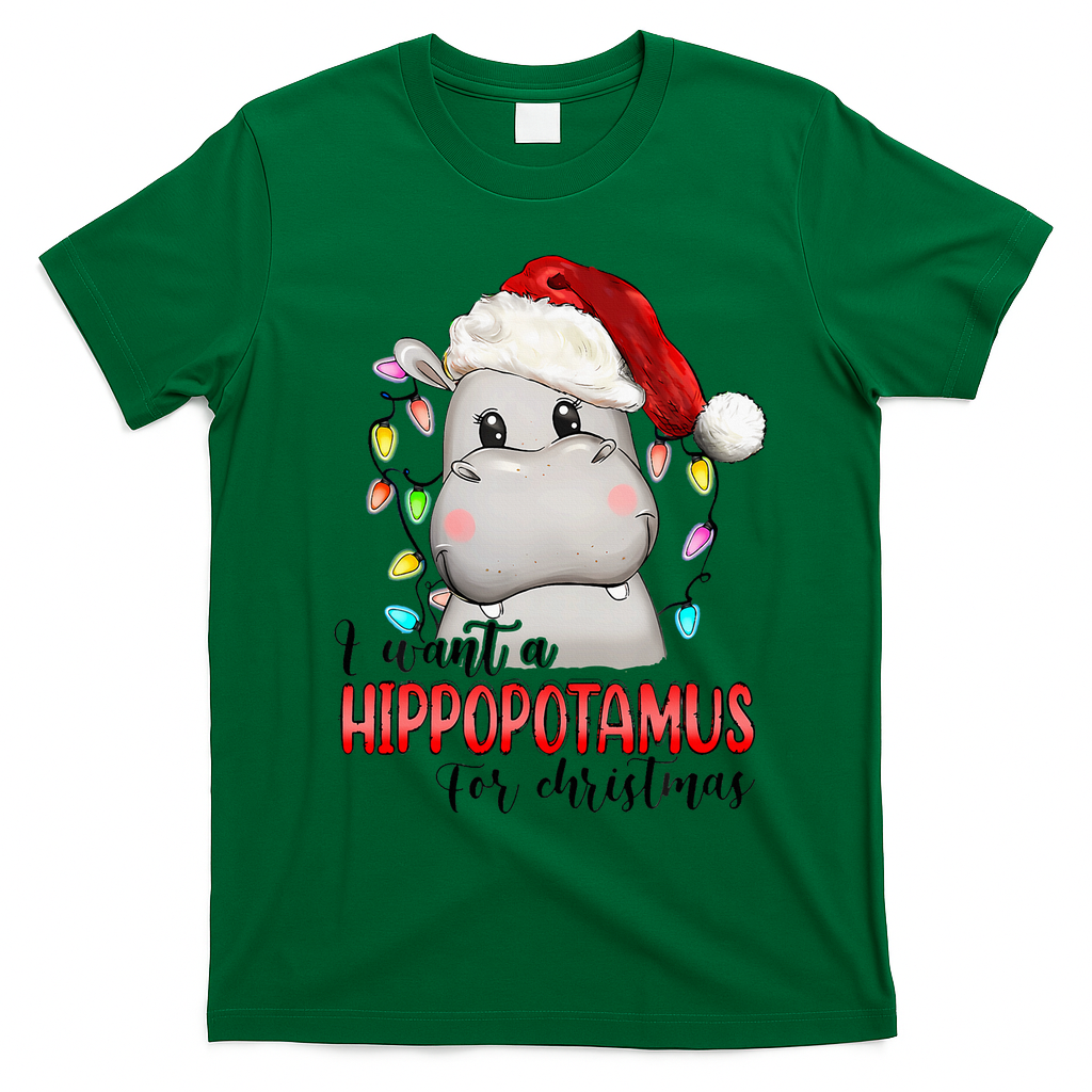 I Want A Hippopotamus For Christmas Xmas T-Shirt - Irish Green