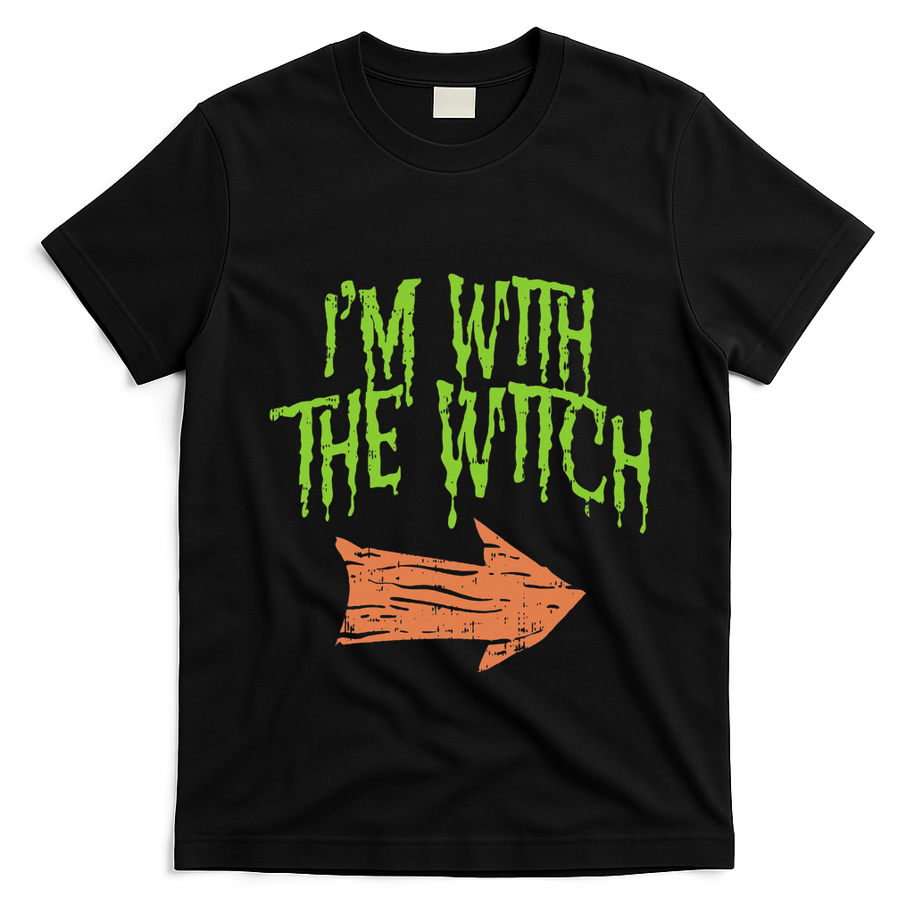 Im With The Witch Husband Halloween Costume Couple T-Shirt - Black