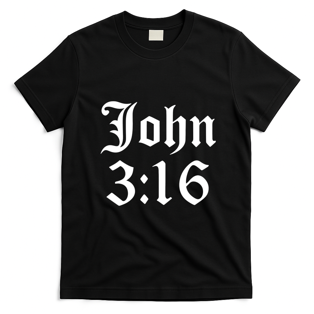 John 3:16 Christian Faith Inspirational T-Shirt - Black