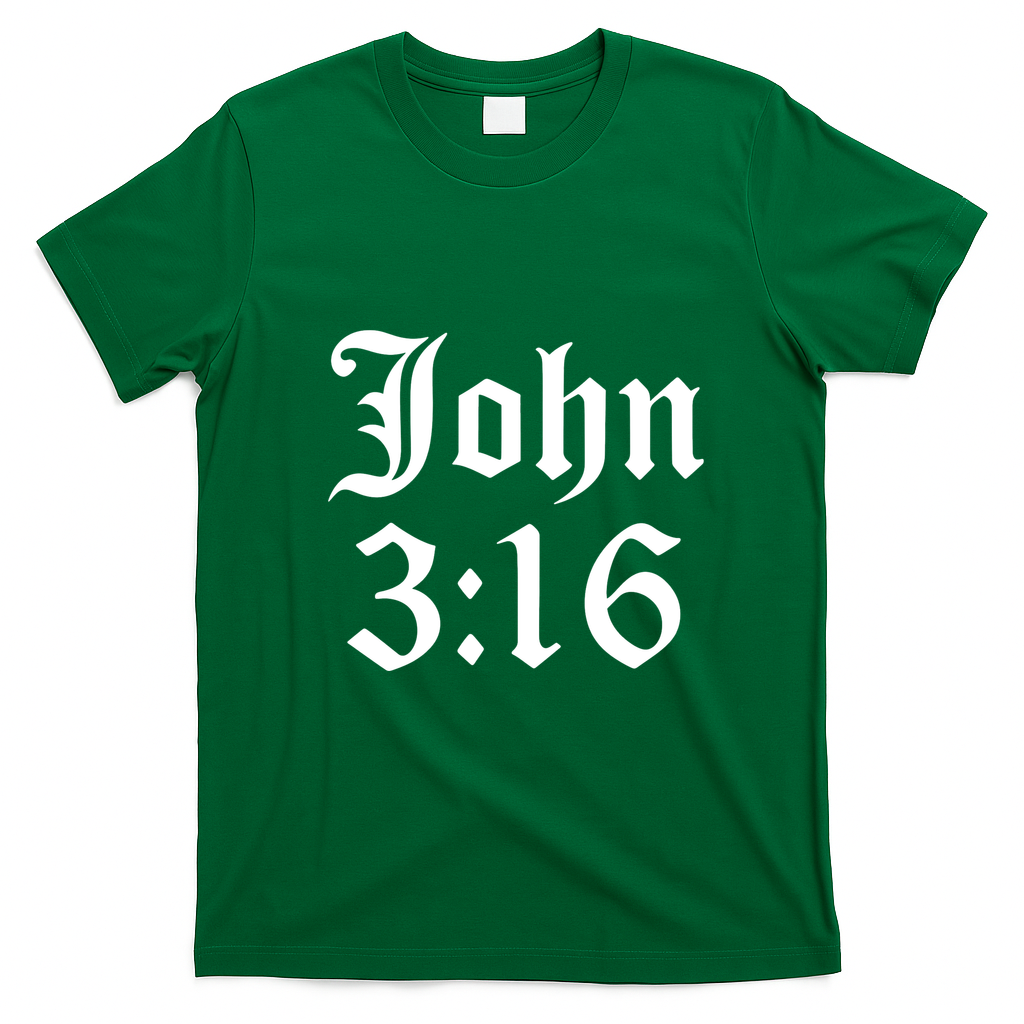 John 3:16 Christian Faith Inspirational T-Shirt - Irish Green