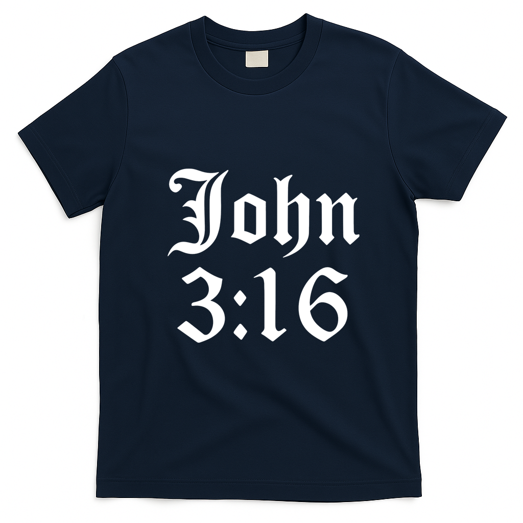 John 3:16 Christian Faith Inspirational T-Shirt - Navy Blue