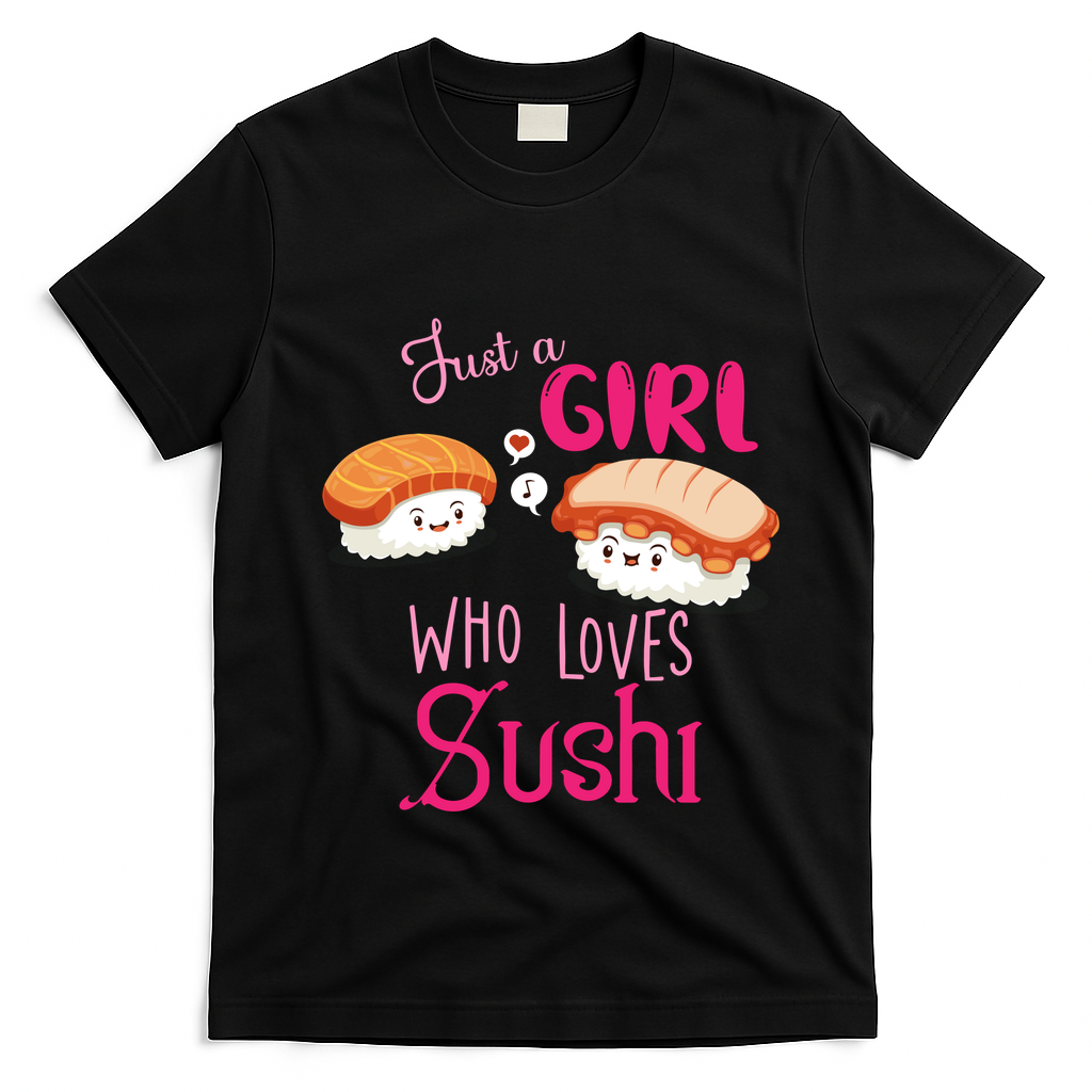 Just A Girl Who Loves Sushi T-Shirt - Black