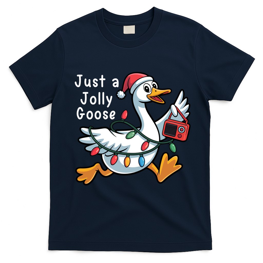 Just A Jolly Goose Christmas T-Shirt - Navy Blue