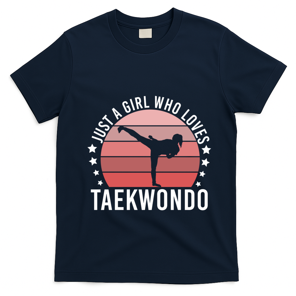 Just A Who Loves Taekwondo Gift T-Shirt - Navy Blue
