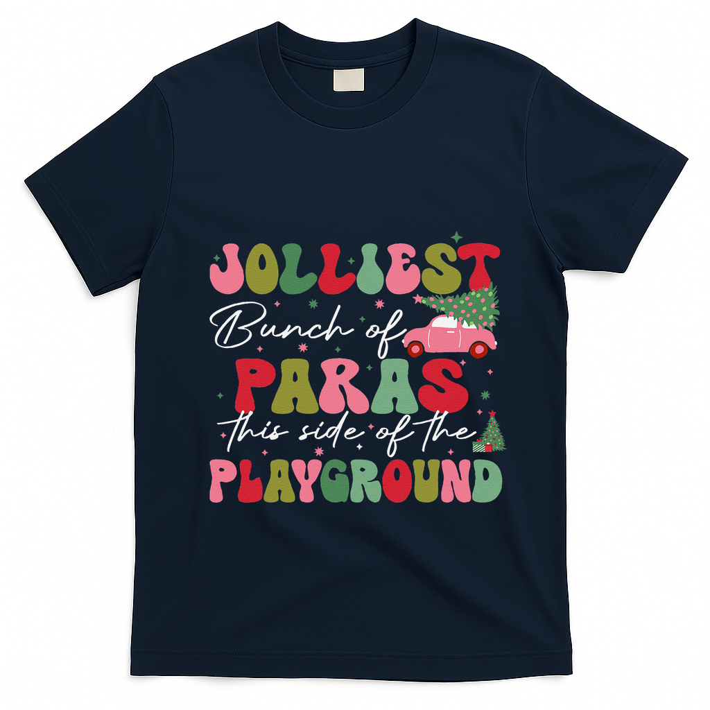 Jolliest Bunch Of Paras This Side Of The Playground Xmas T-Shirt - Navy Blue