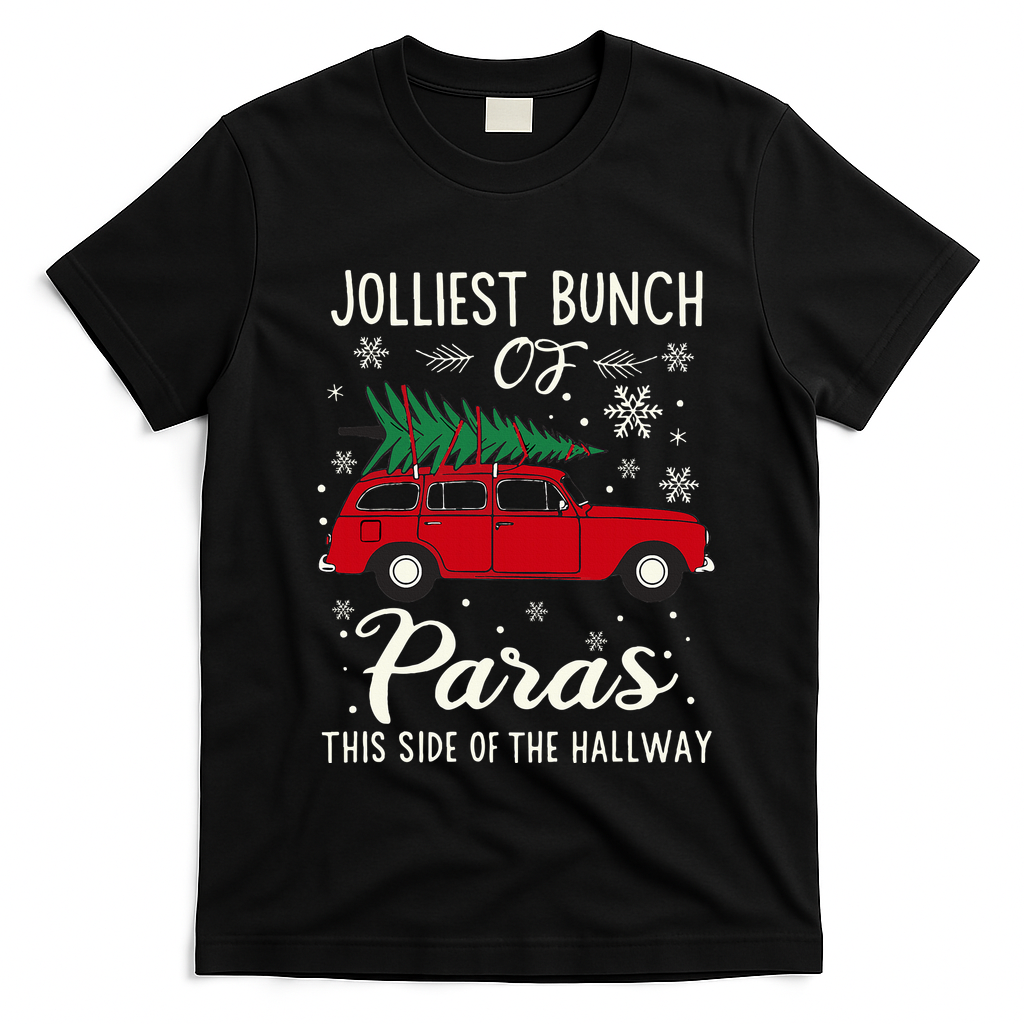 Jolliest Bunch Of Paras This Side Of The Hallway Xmas T-Shirt - Black