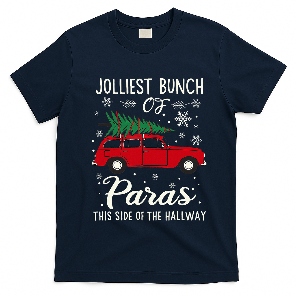 Jolliest Bunch Of Paras This Side Of The Hallway Xmas T-Shirt - Navy Blue