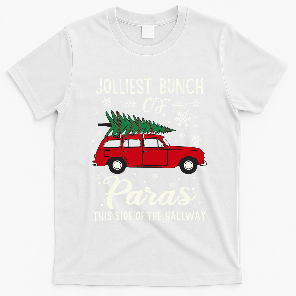 Jolliest Bunch Of Paras This Side Of The Hallway Xmas T-Shirt - White