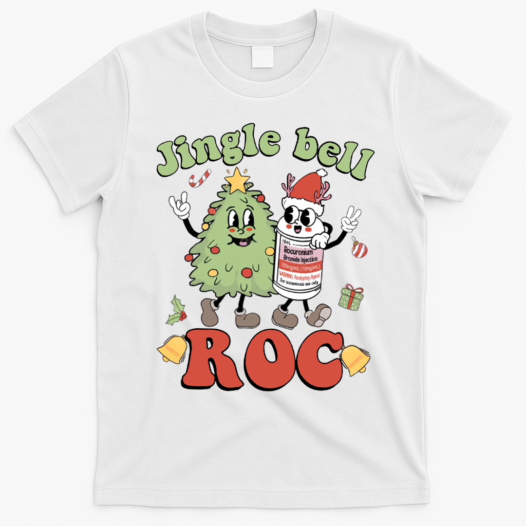 Jingle Bell Roc Icu Nurse Christmas Intensive Care Unit Gift T-Shirt - White