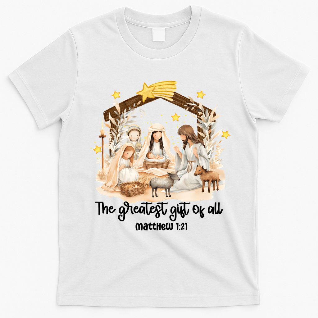 Jesus Christmas Nativity Scene T-Shirt - White