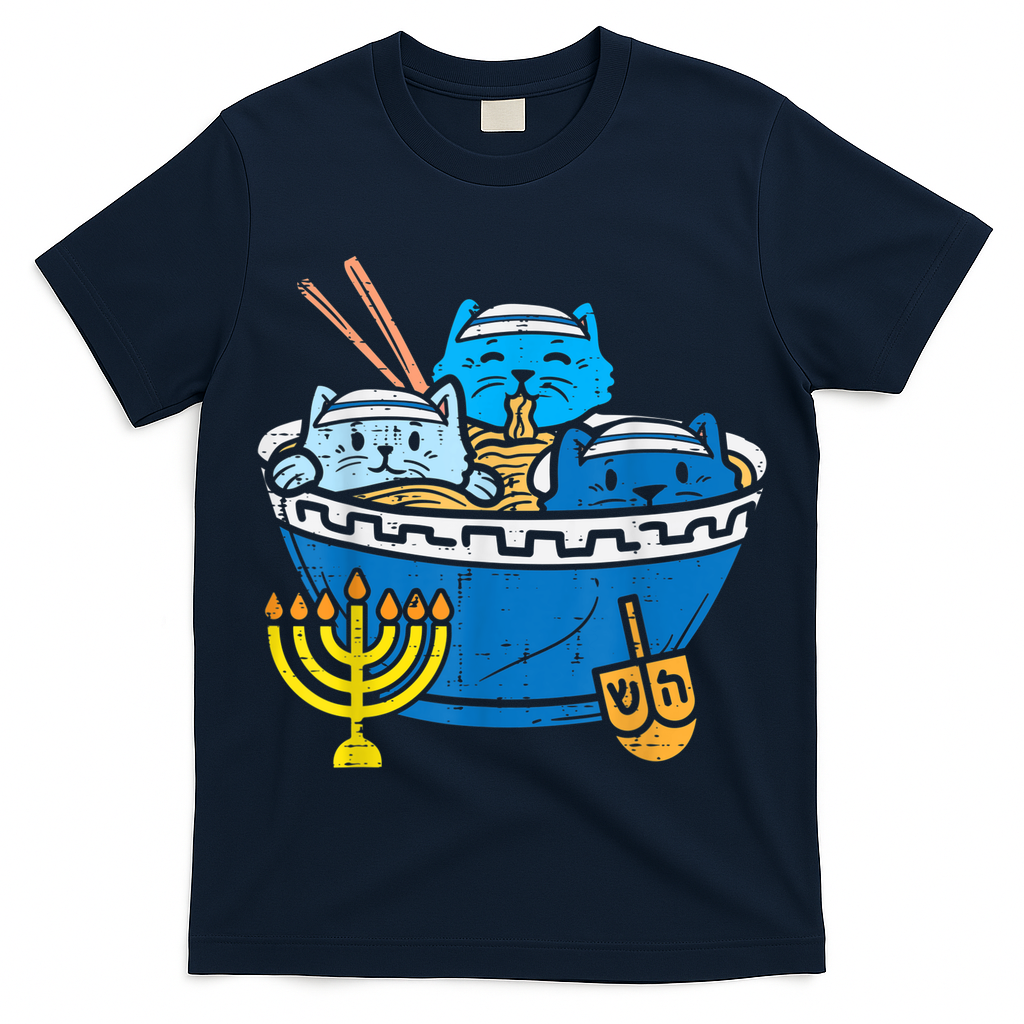 Jewish Cats Ra Kitten Anime Happy Hanukkah Pajamas Chanukah PJs T-Shirt
