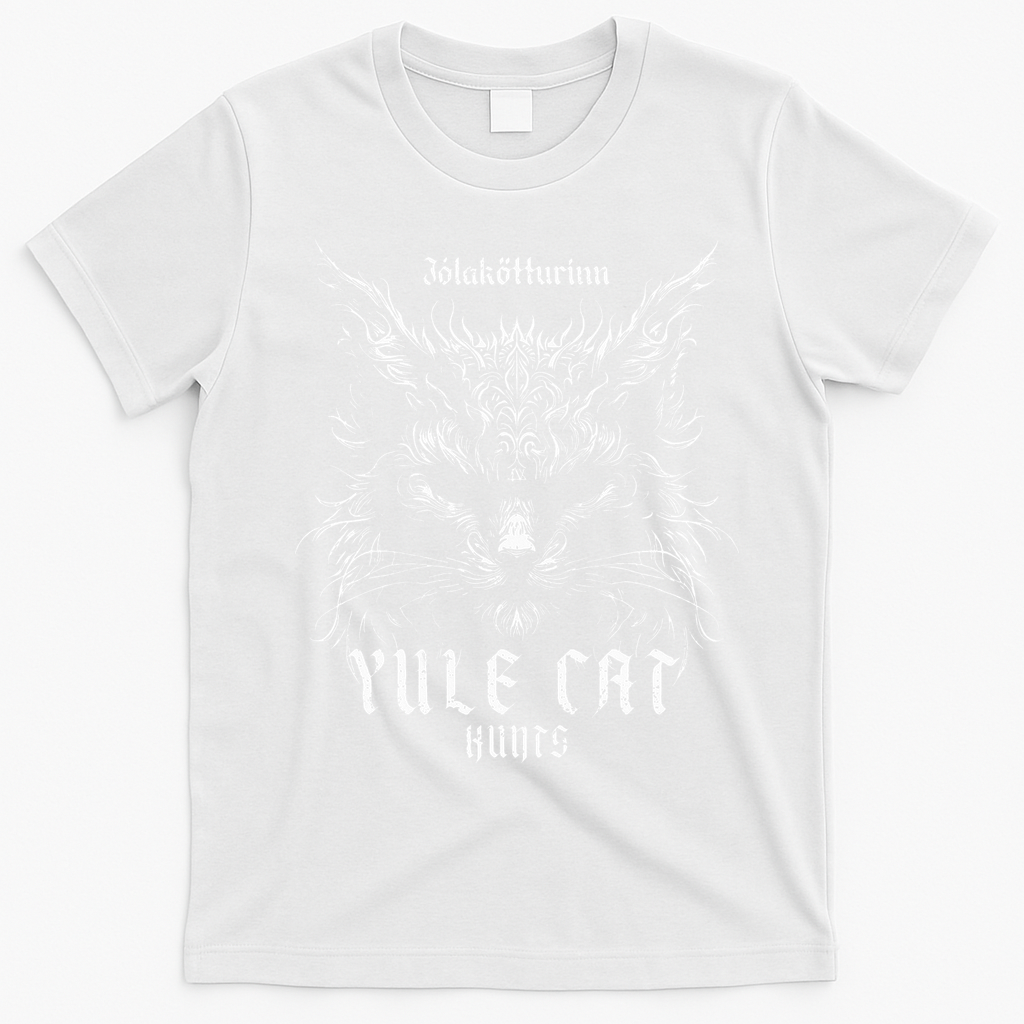 JóLaköTturinn Christmas Yule Cat Hunts T-Shirt - White