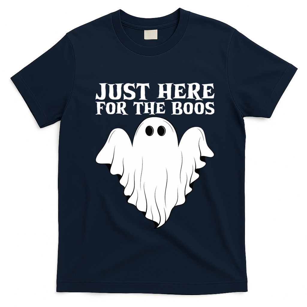 Just Here For The Boos Funny Ghost T-Shirt - Navy Blue