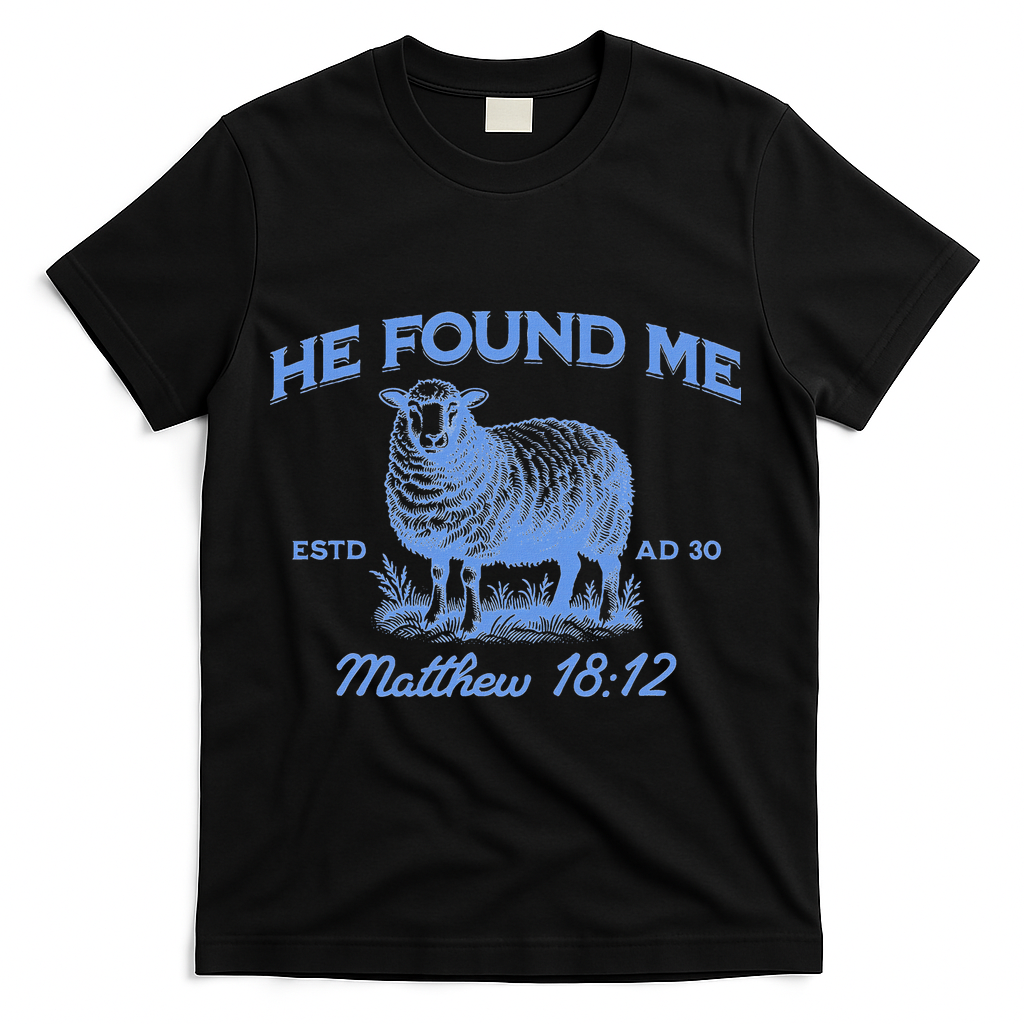 Jesus He Left 99 To Find Me Sheep Christian T-Shirt - Black