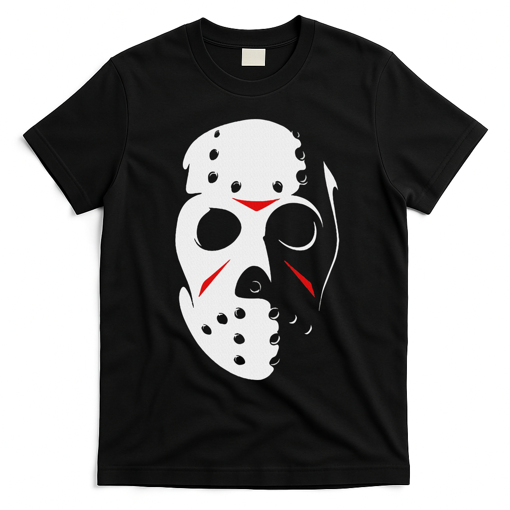 Jason Hockey Mask Halloween Friday 13th T-Shirt - Black