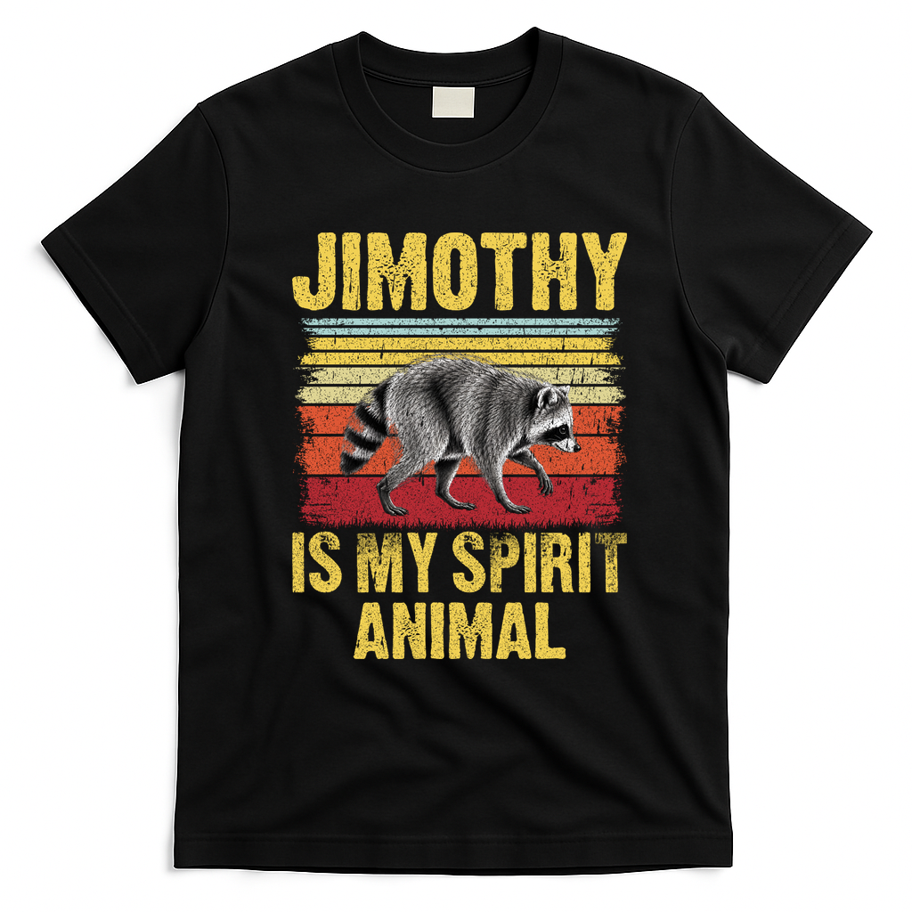 Jimothy Is My Spirit Animal Raccoon T-Shirt - Black