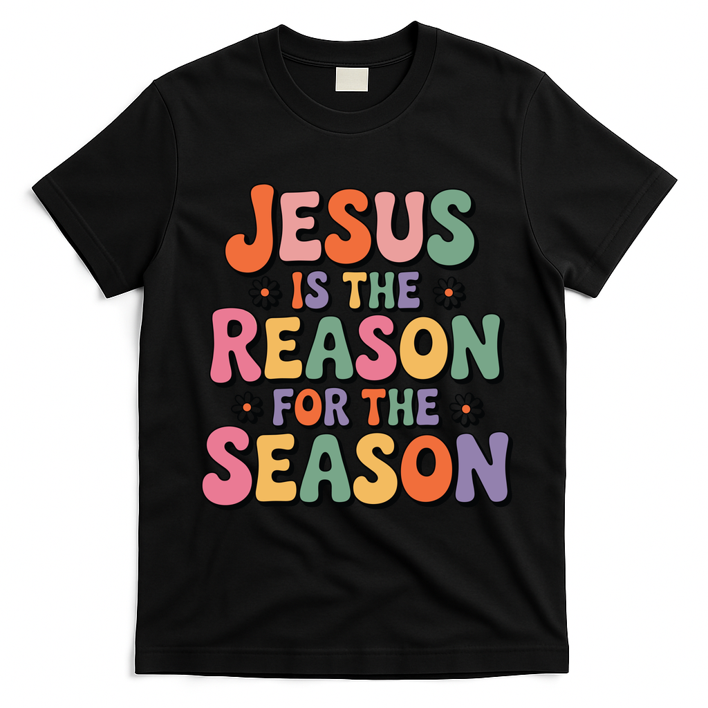 Jesus Is The Reason For The Season Retro T-Shirt - Black