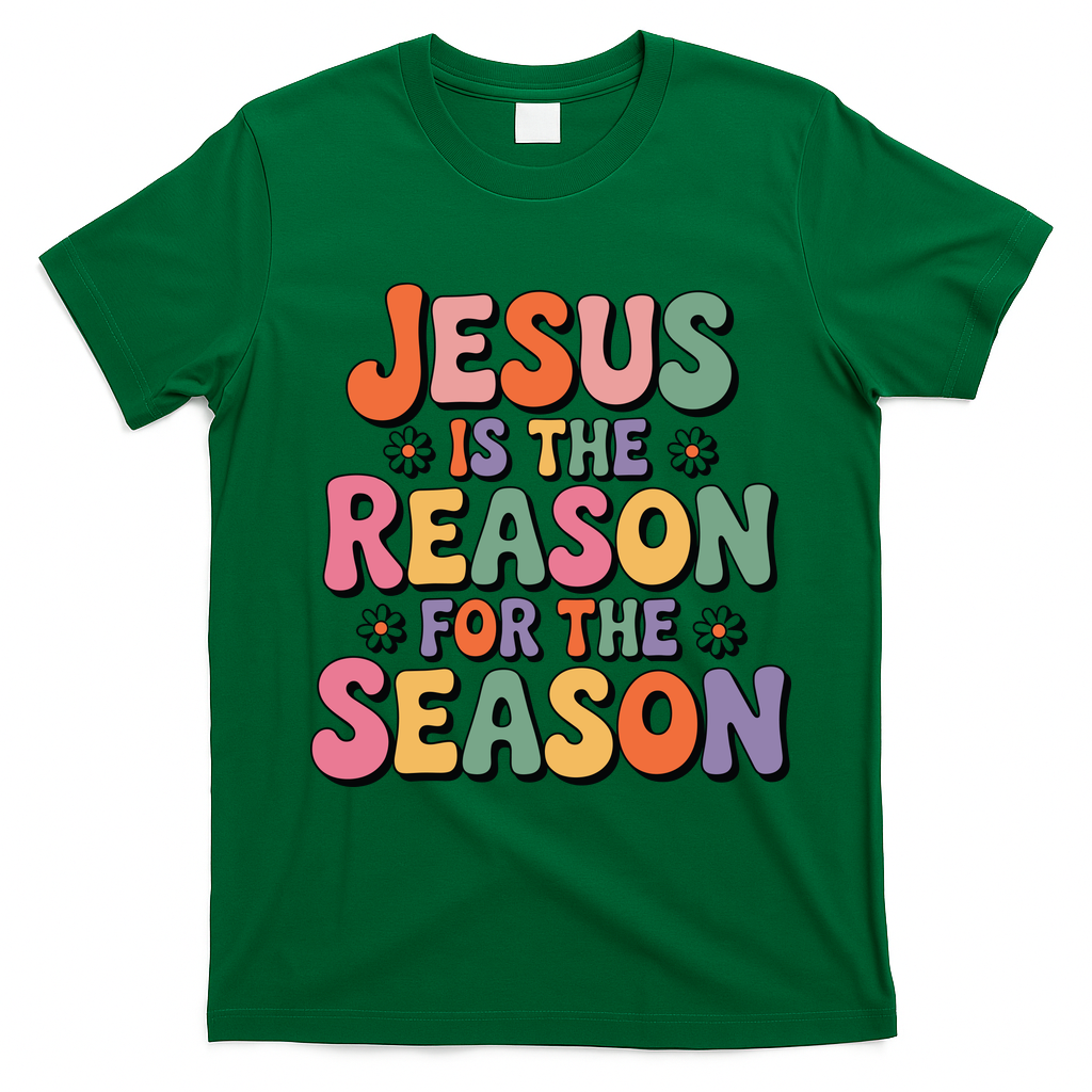 Jesus Is The Reason For The Season Retro T-Shirt - Irish Green