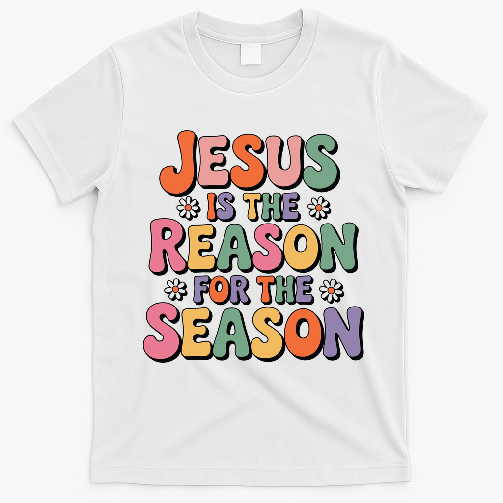 Jesus Is The Reason For The Season Retro T-Shirt - White