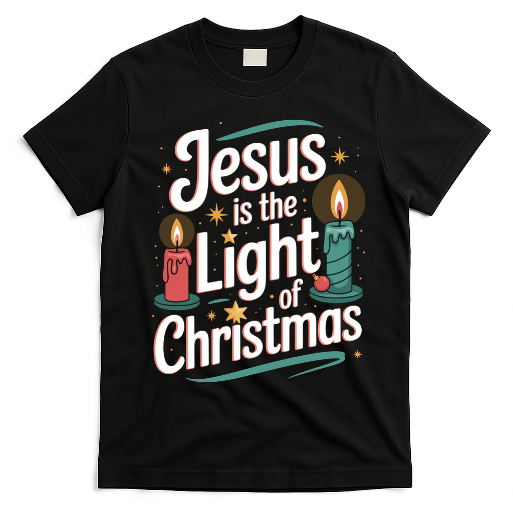 Jesus Is The Light Of Christmas T-Shirt - Black