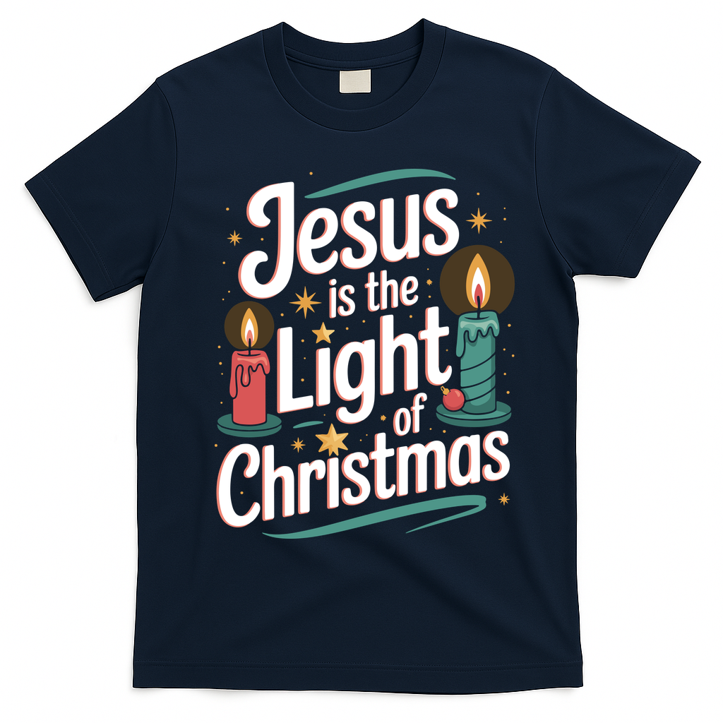 Jesus Is The Light Of Christmas T-Shirt - Navy Blue