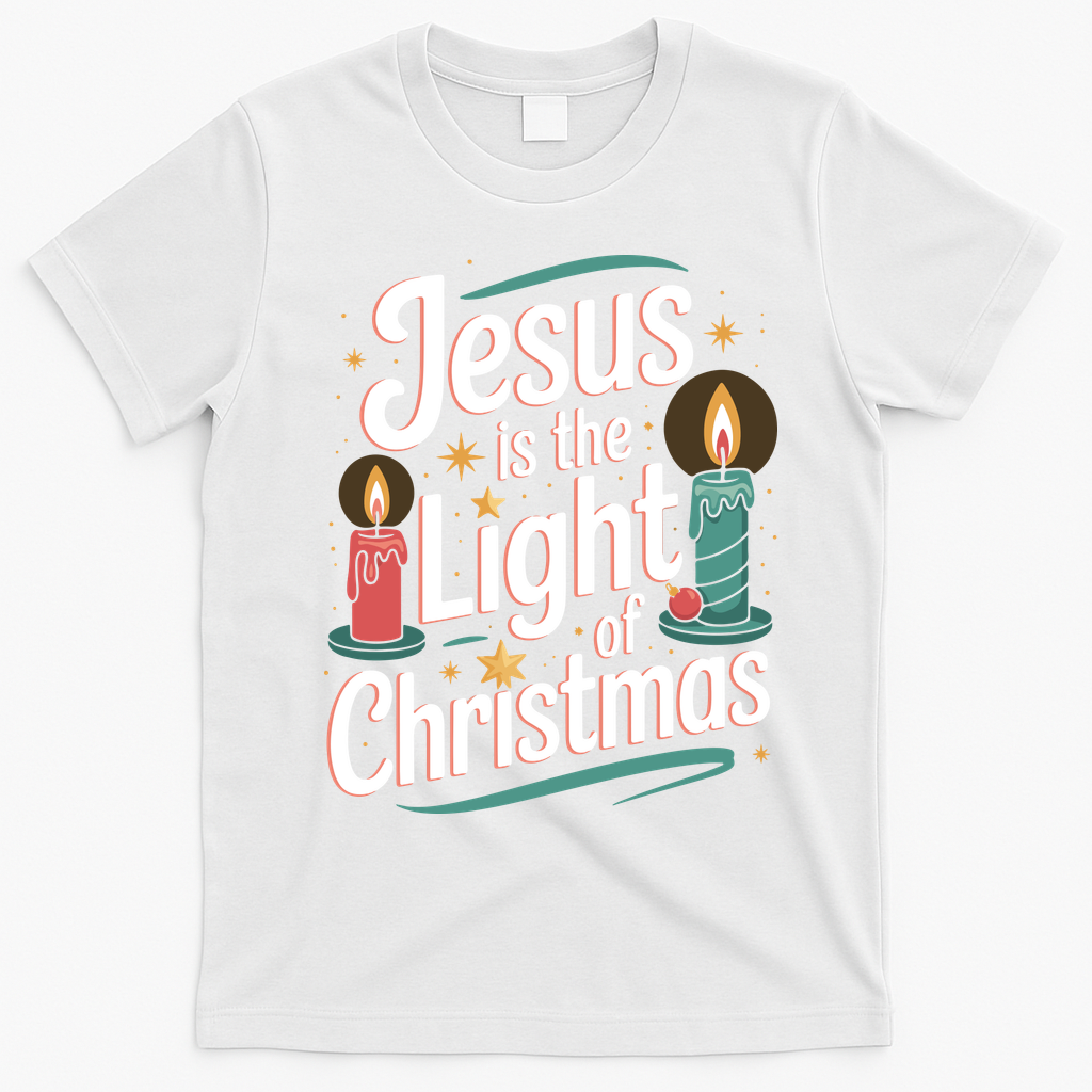 Jesus Is The Light Of Christmas T-Shirt - White