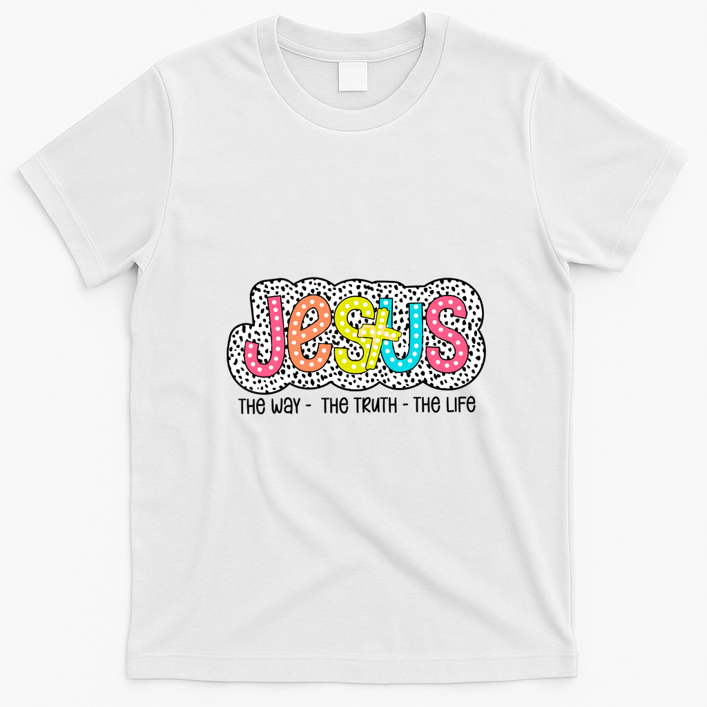 Jesus Is The Way The Truth The Life Christian Dalmatian Dots Gift T-Shirt - White