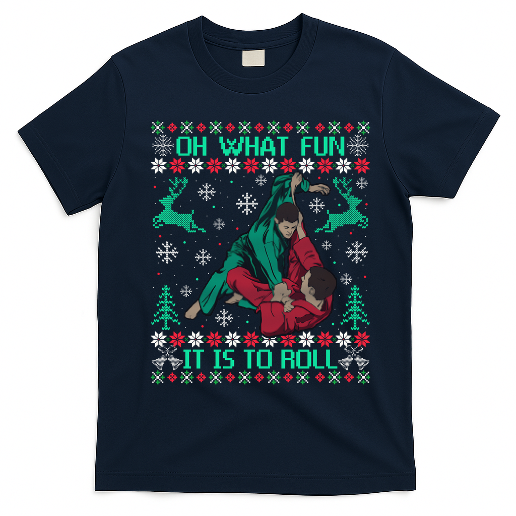 Jiu Jitsu Bjj Ugly Christmas Sweater Mma Funny Xmas Sweater T-Shirt - Navy Blue