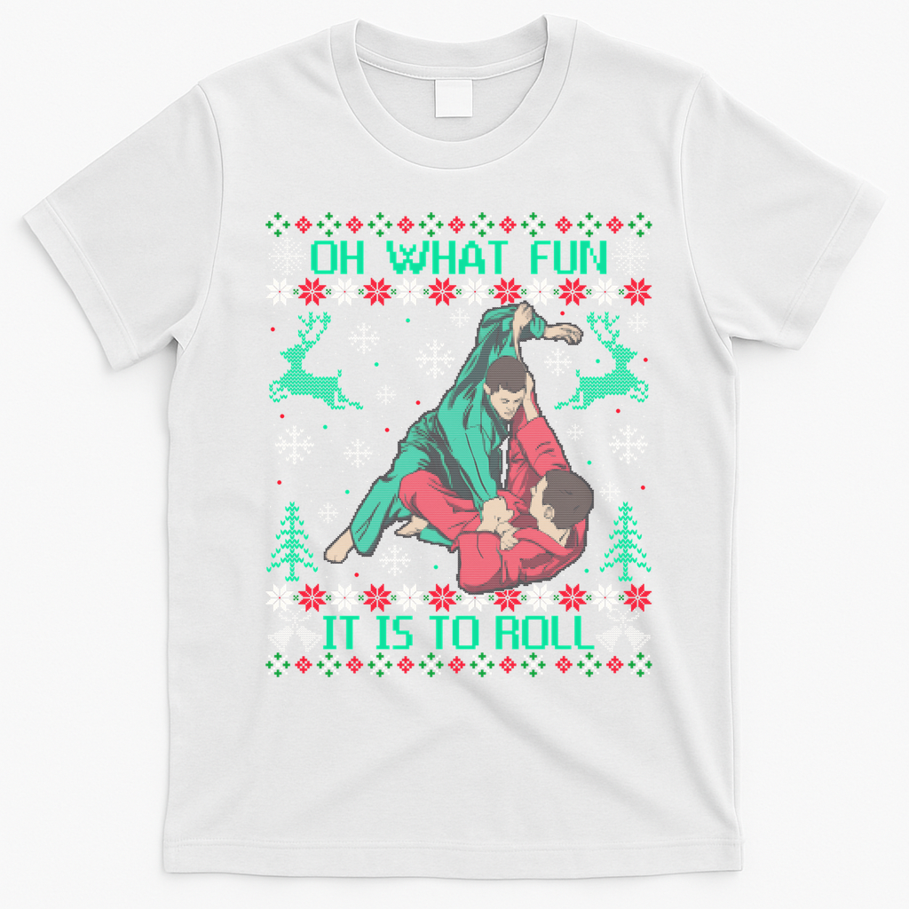 Jiu Jitsu Bjj Ugly Christmas Sweater Mma Funny Xmas Sweater T-Shirt - White