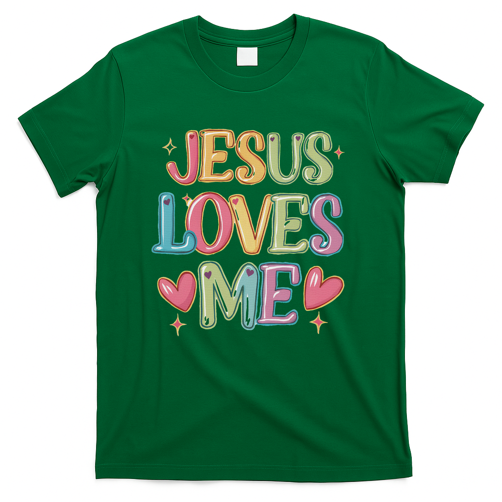 Jesus Loves Me! Christian Back To School T-Shirt - Green
