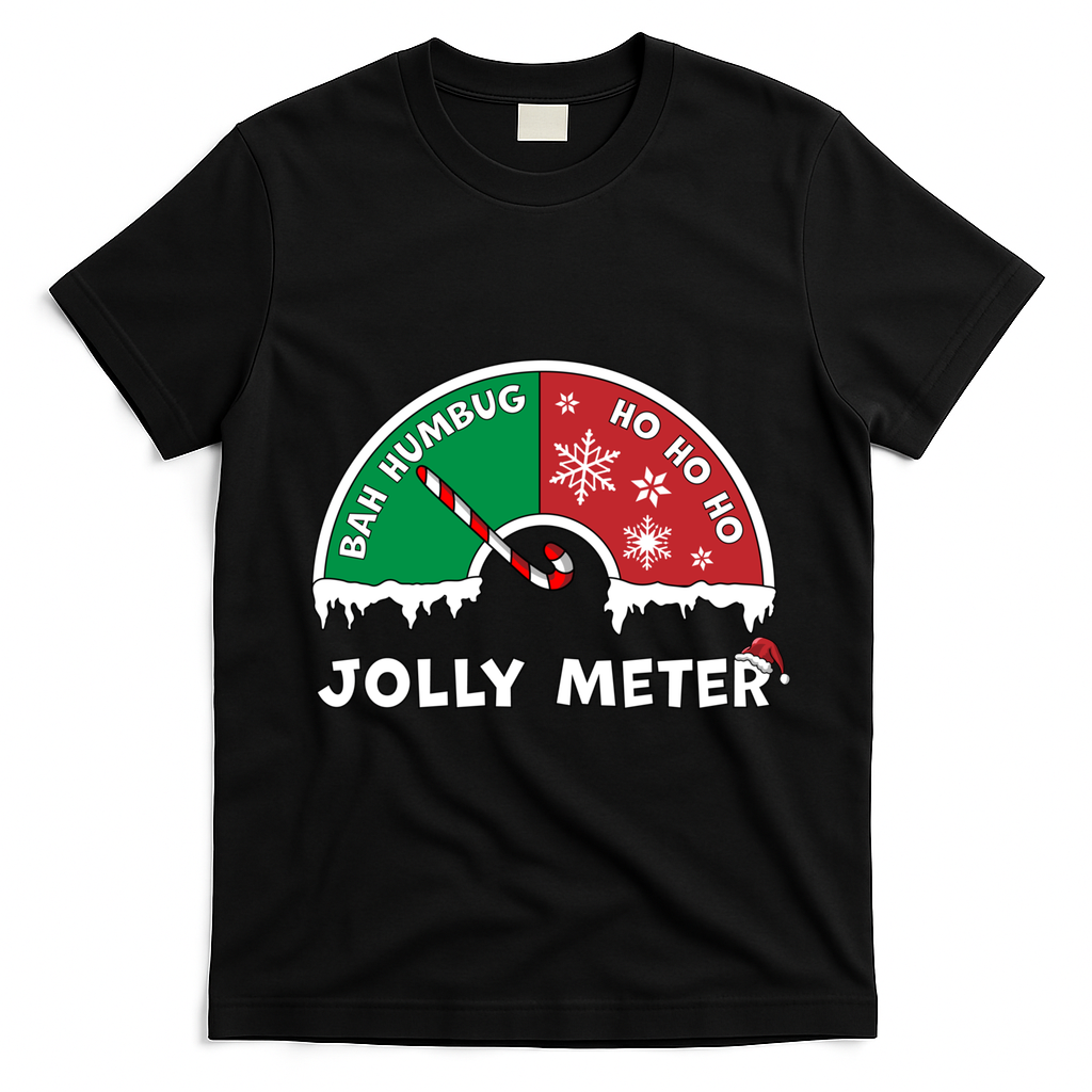 Jolly Meter Bah Humbug To Ho Ho Ho Anti Christmas Funny Gift T-Shirt - Black