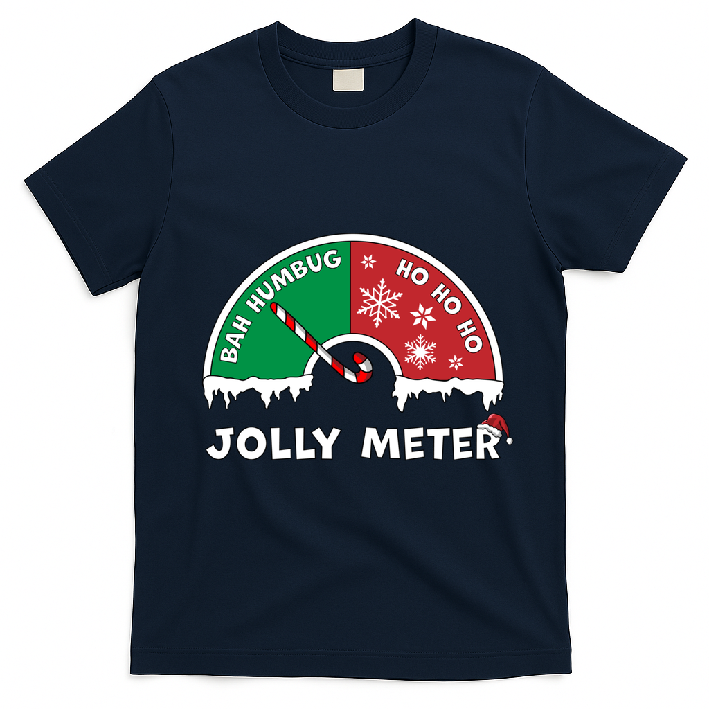 Jolly Meter Bah Humbug To Ho Ho Ho Anti Christmas Funny Gift T-Shirt - Navy Blue