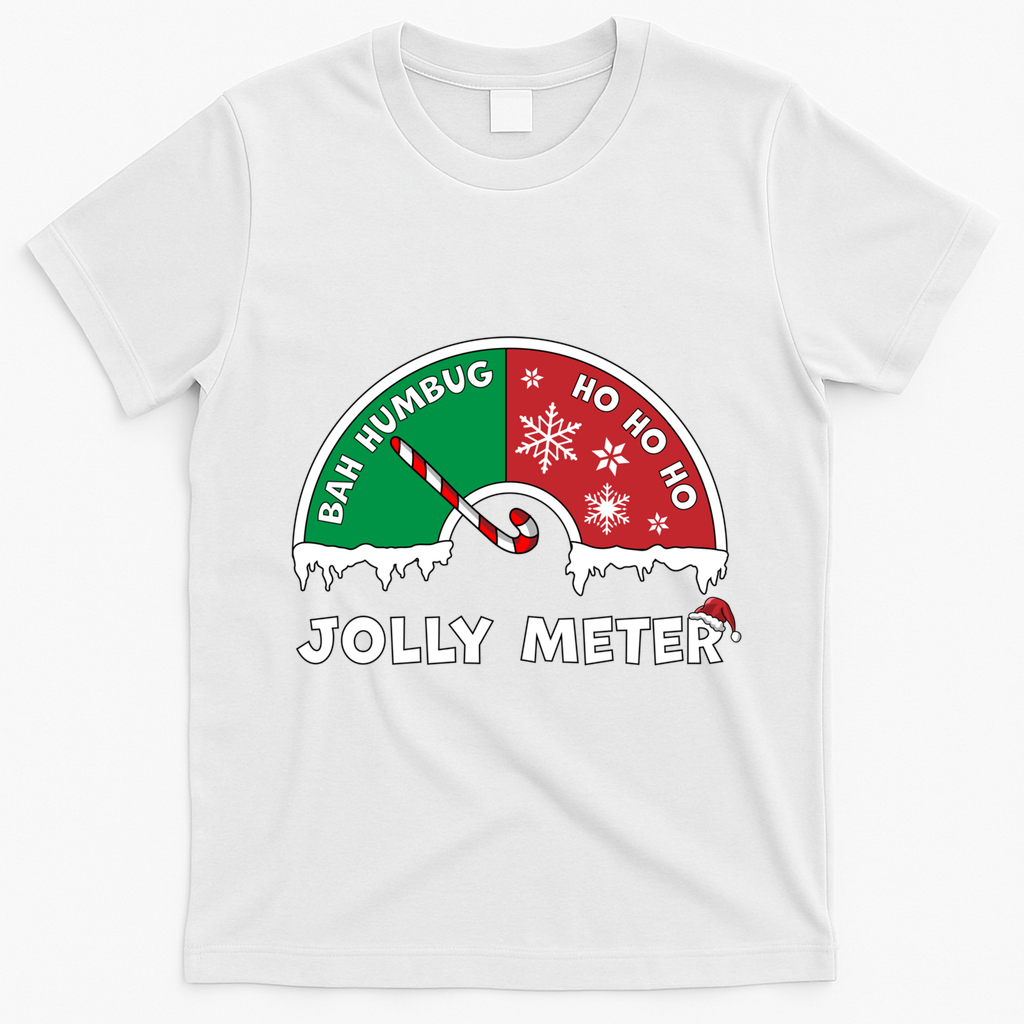 Jolly Meter Bah Humbug To Ho Ho Ho Anti Christmas Funny Gift T-Shirt - White