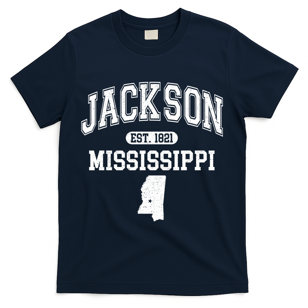Jackson Mississippi Est 1821 Varsity T-Shirt - Navy