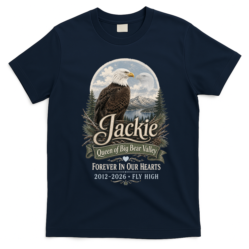 Jackie Queen Of Big Bear Valley Forever In Our Hearts RIP Eagle Tribute T-Shirt - Navy Blue