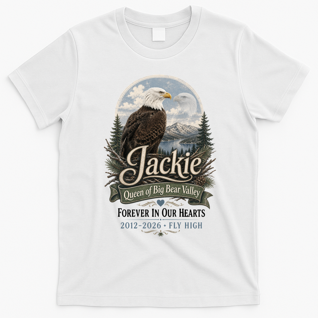 Jackie Queen Of Big Bear Valley Forever In Our Hearts RIP Eagle Tribute T-Shirt - White