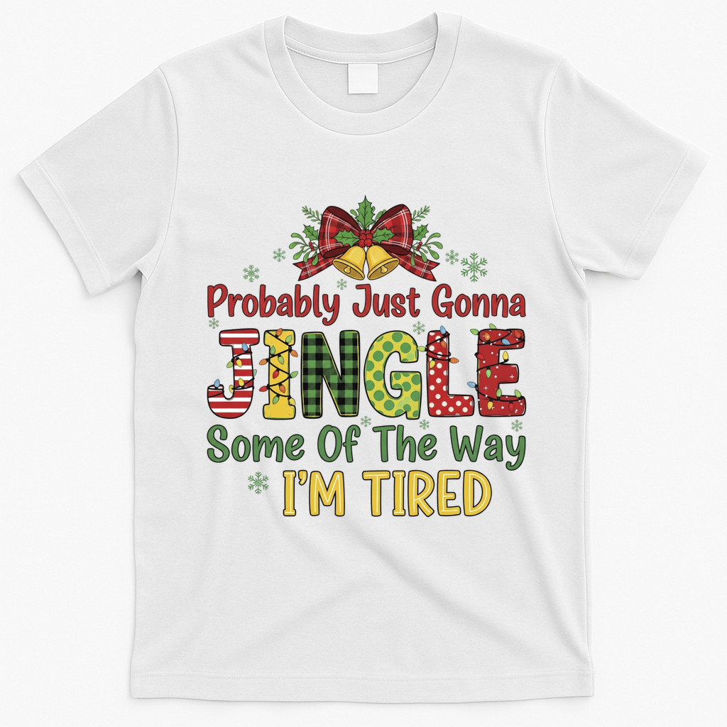 Jingle Some Of The Way I'm Tired Funny Chirstmas T-Shirt - White