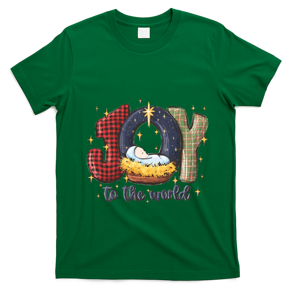 Joy To The World Nativity Christmas Jesus Ger Gift T-Shirt - Irish Green