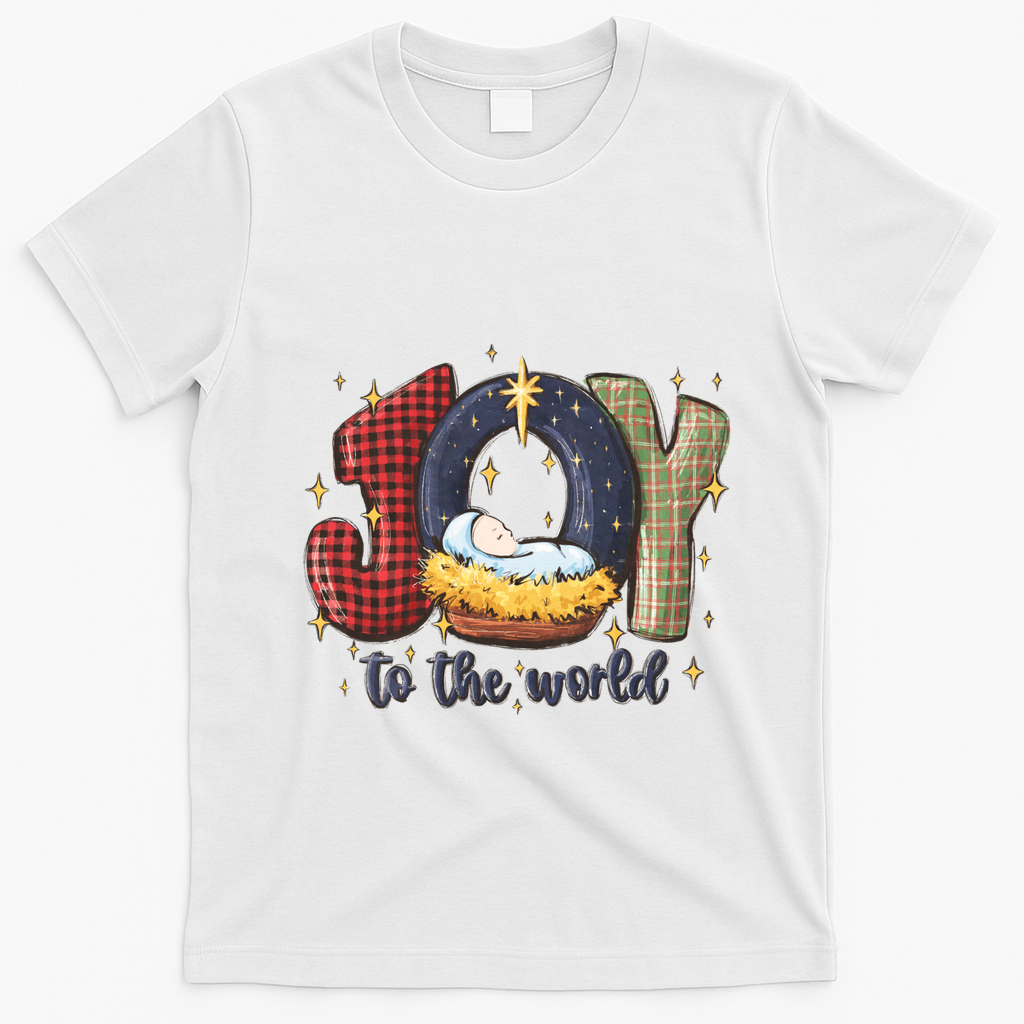 Joy To The World Nativity Christmas Jesus Ger Gift T-Shirt - White