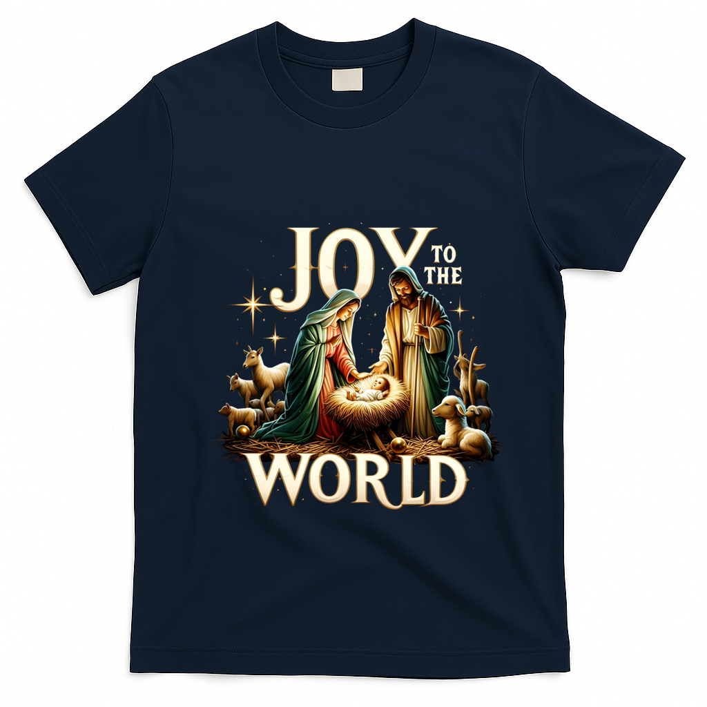 Joy To The World True Story Christmas Xmas Jesus Nativity Gift T-Shirt - Navy Blue