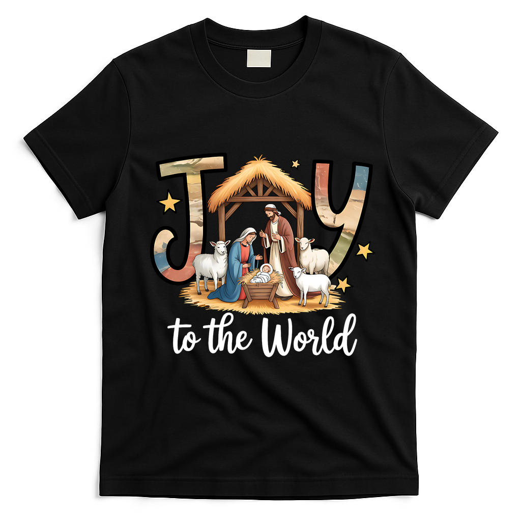 Joy To The World Jesus Is Born Christmas T-Shirt - Black
