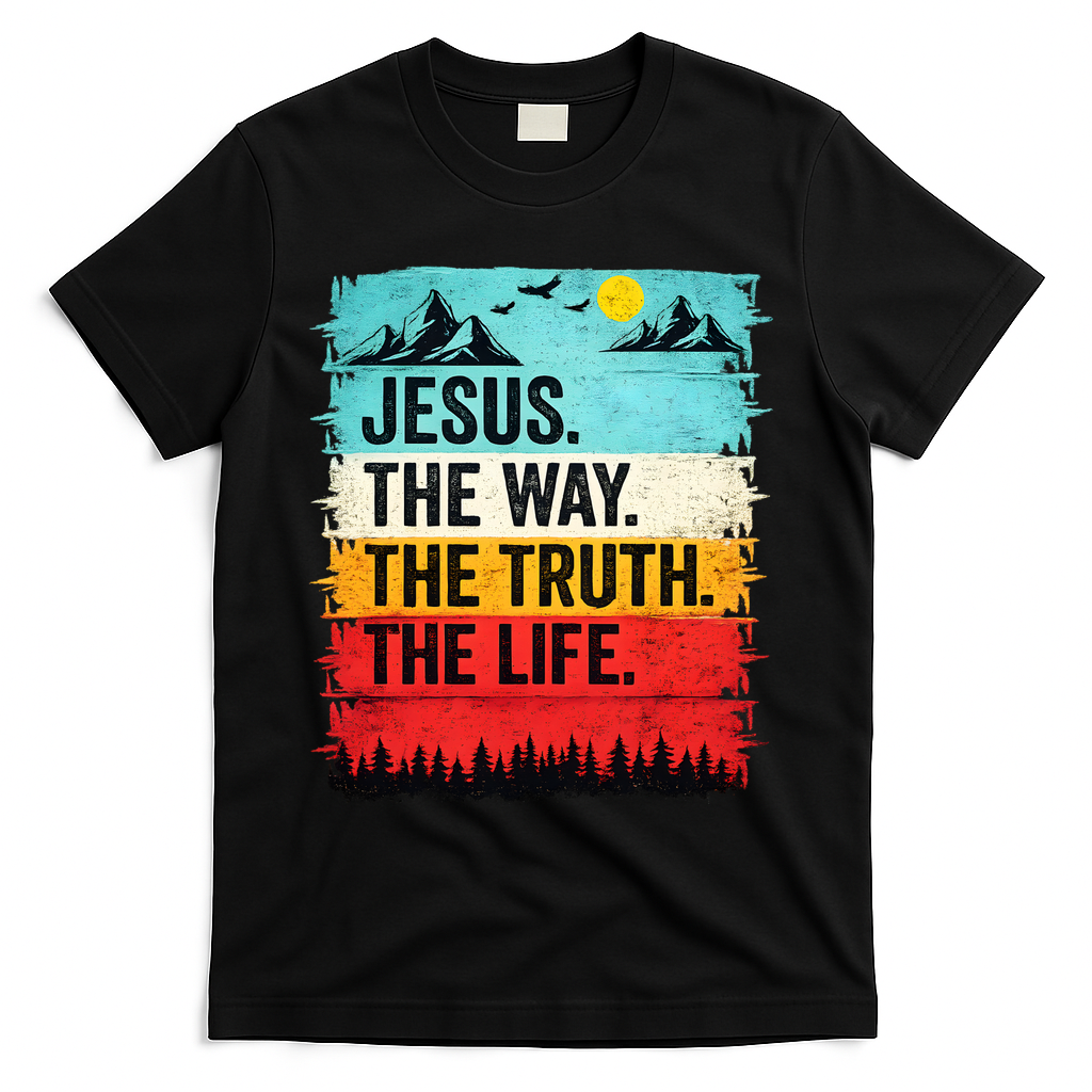 Jesus The Way Truth Life Christian Worship T-Shirt - Black