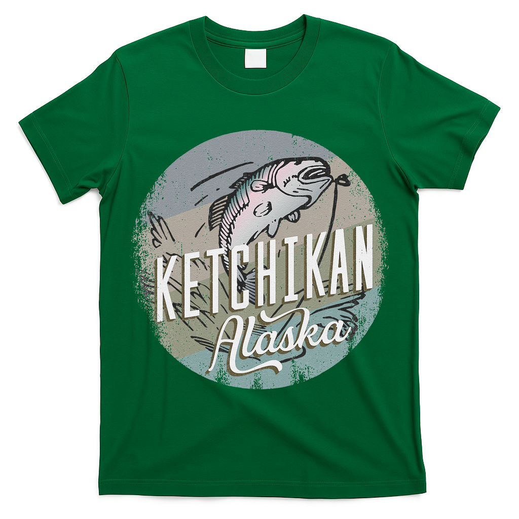 Ketchikan Alaska Souvenir Fishing Gift Vintage Style Salmon T-Shirt
