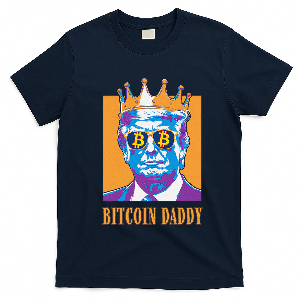 Kawaii Bitcoin Daddy Trump Crypto King Bitcoin Chill Bullrun T-Shirt - Navy Blue