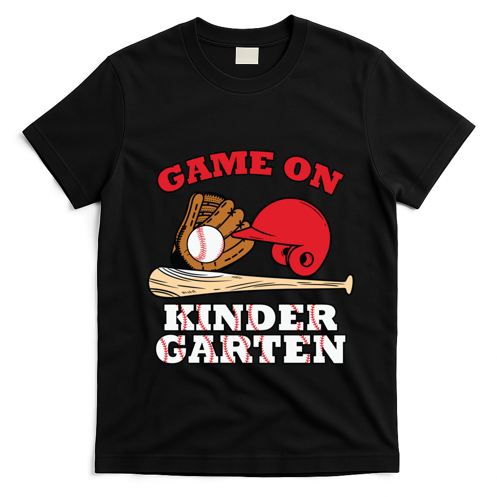 Kindergarten Baseball Game On First Day Of School Gift T-Shirt - Black