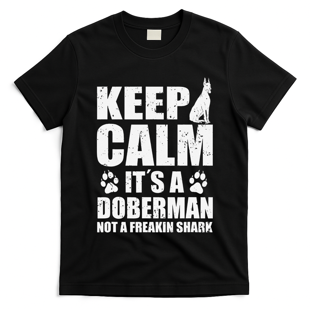 Keep Calm It's A Doberman Not A Freakin' Shark Dog T-Shirt