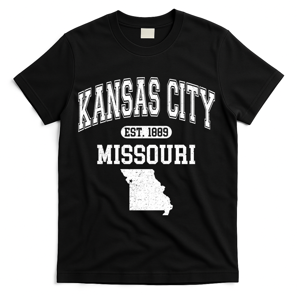 Kansas City Missouri Est 1889 Varsity T-Shirt - Black