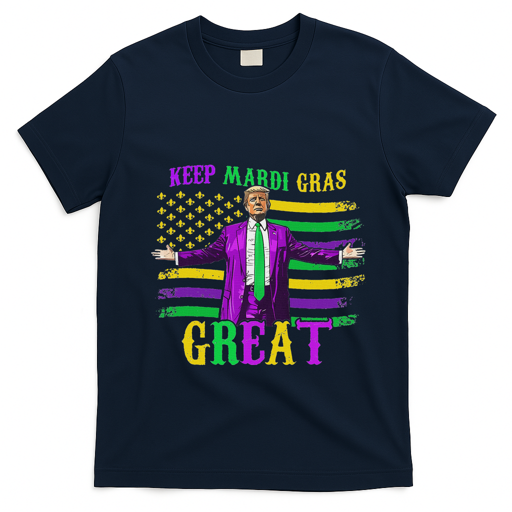 Keep Mardi Gras Great Trump Mardi Gras T-Shirt - Navy Blue