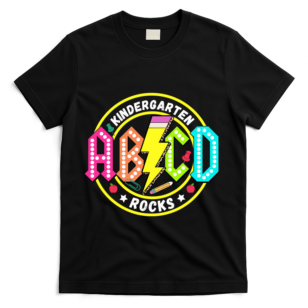 Kindergarten Rocks Back To School T-Shirt - Black