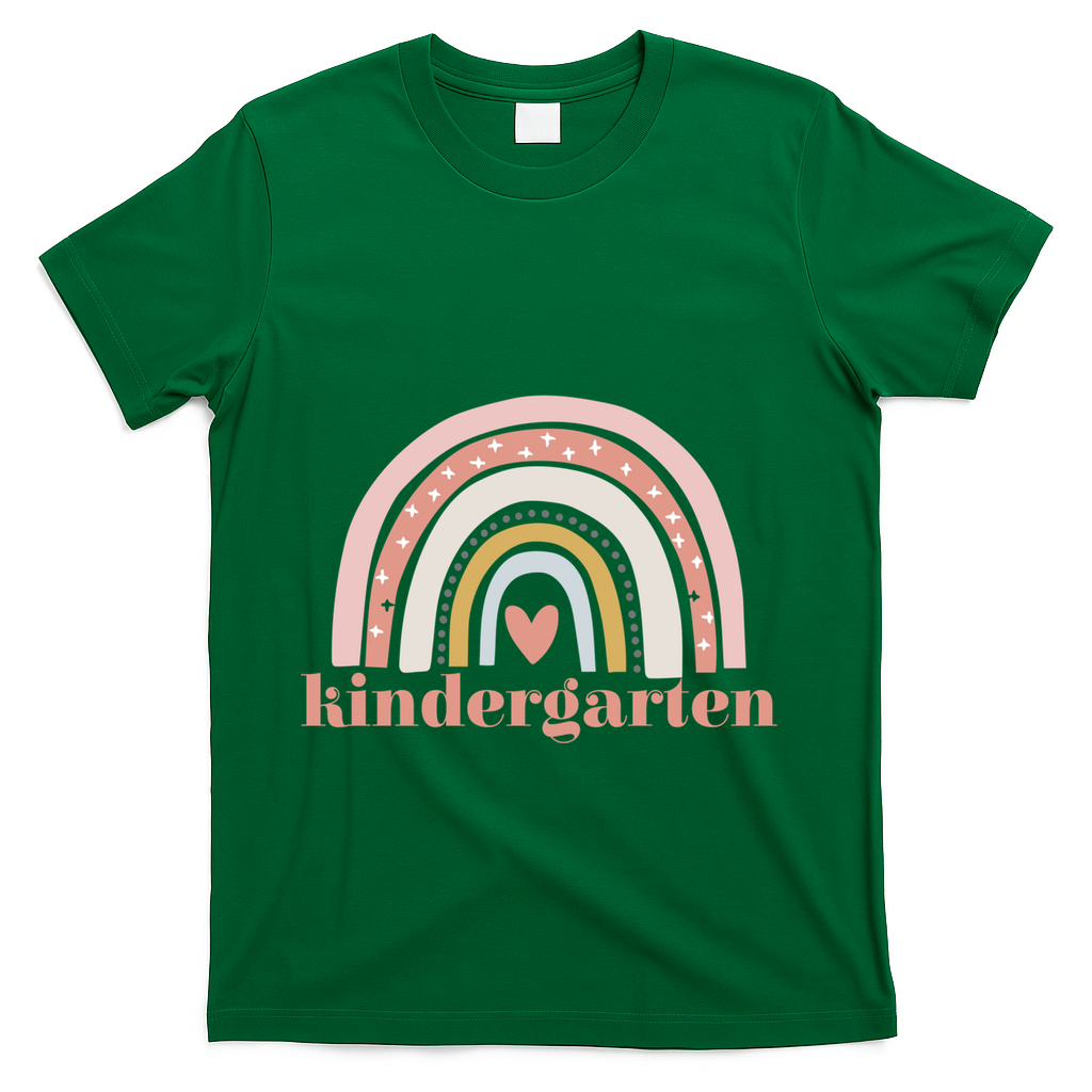 Kindergarten Teacher Student Cute Rainbow Back To School Funny Gift T-Shirt - Green